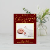 Faire-part de naissance de Noël Photo Script Éléga (Debout devant)