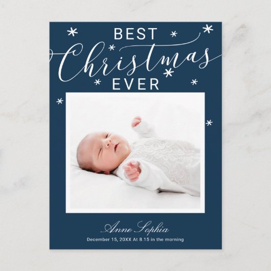 Faire-part de naissance de Noël Photo Script éléga (Devant)