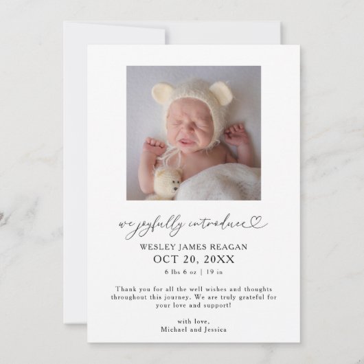 Faire-part de naissance de Noël plus gaie (Dos)