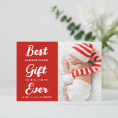 Faire-part de naissance de Noël rouge moderne (Debout devant)