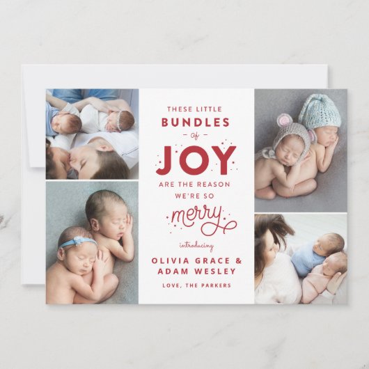 Faire-part de naissance de Noël Twin Baby (Devant)