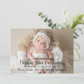 Faire-part de naissance de nom de la photo moderne (Debout devant)