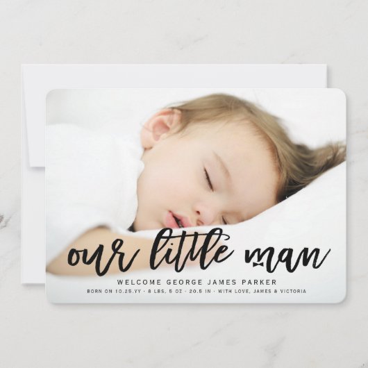 Faire-part de naissance de notre petit bébé garçon (Devant)