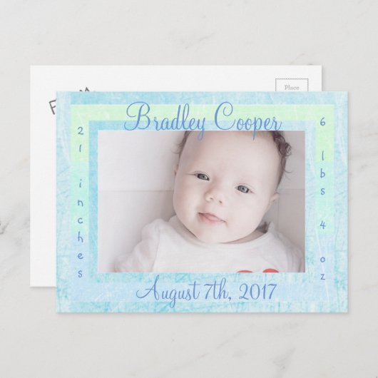 Faire-part de naissance de nouveau-né garçon avec  (Devant / Derrière)