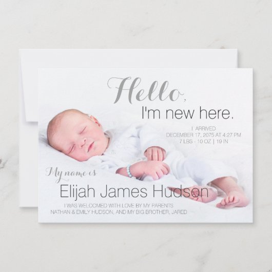 Faire-part de naissance de petit garçon (Devant)