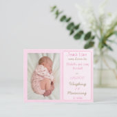 Faire-part de naissance de petite fille rose (Debout devant)