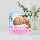 Faire-part de naissance de petite fille singe bébé (Debout devant)