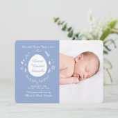 Faire-part de naissance de photo de bleus layette (Debout devant)