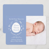 Faire-part de naissance de photo de bleus layette (Devant / Derrière)