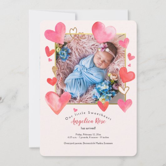 Faire-part de naissance de photos du cadre cardiaq (Devant)