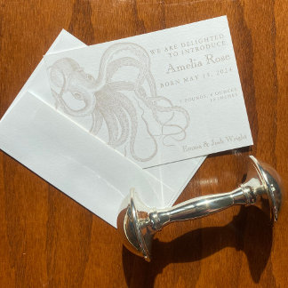Faire-part de naissance de pieuvre Vintage neutre 