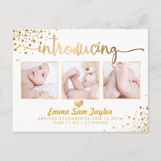 Faire-part de naissance de PixDezines/Dazzled Faux (Devant)