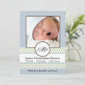 Faire-part de naissance de points de taille pour g (Debout devant)