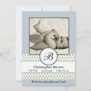 Faire-part de naissance de points de taille pour g