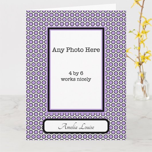 Faire-part de naissance de points violets (Fleur jaune)