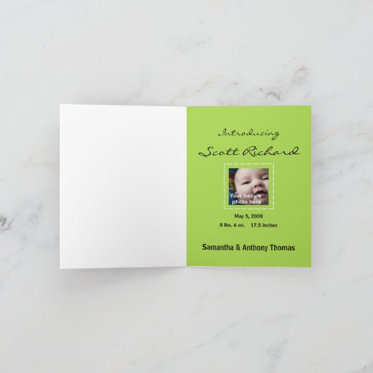 Faire-part de naissance de pois doux (Intérieur)