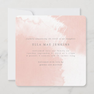 faire-part de naissance de rougissement aquarelle