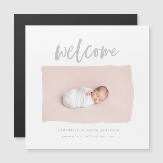 Faire-part de naissance de script d'accueil (Devant / Derrière)