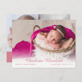 Faire-part de naissance de script photo moderne Ba (Devant / Derrière)