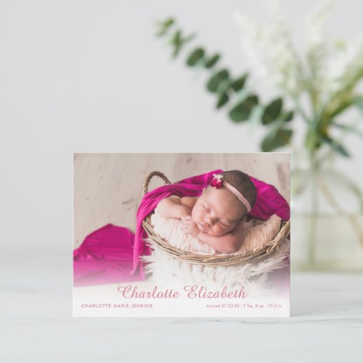 Faire-part de naissance de script photo moderne Ba (Debout devant)