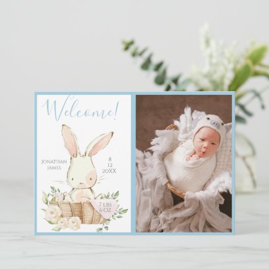 Faire-part de naissance de script photo pour bébé (Debout devant)