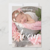 Faire-part de naissance de script pour bébé fille (Devant)