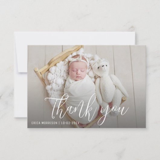 faire-part de naissance de script simple Merci (Devant)