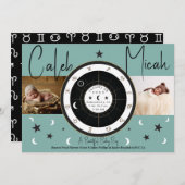 Faire-part de naissance de signature Sun Moon d'as (Devant / Derrière)