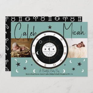 Faire-part de naissance de signature Sun Moon d'as