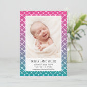 Faire-part de naissance de sirène Turquoise Lilac (Debout devant)