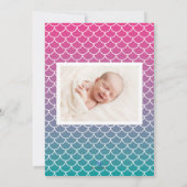 Faire-part de naissance de sirène Turquoise Lilac (Dos)