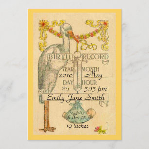 faire-part de naissance de style Vintage recto