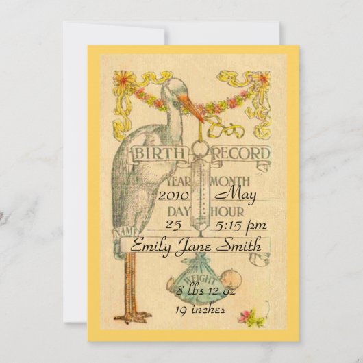 faire-part de naissance de style Vintage recto (Devant)