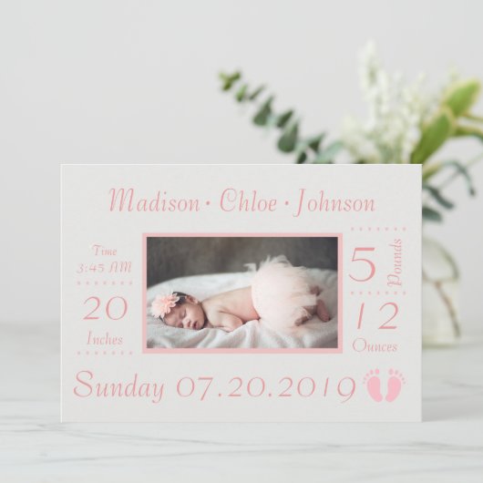 Faire-part de naissance de tableau de naissance de (Debout devant)