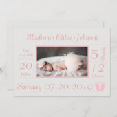 Faire-part de naissance de tableau de naissance de (Devant / Derrière)