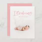 Faire-part de naissance de texte du script d'aquar (Devant / Derrière)