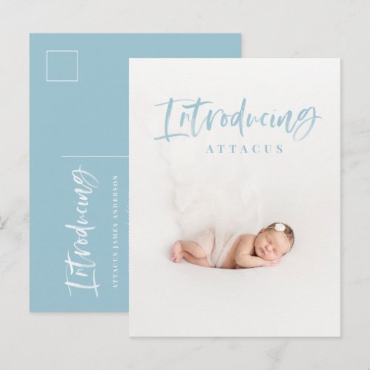 Faire-part de naissance de texte du script d'aquar (Devant / Derrière)