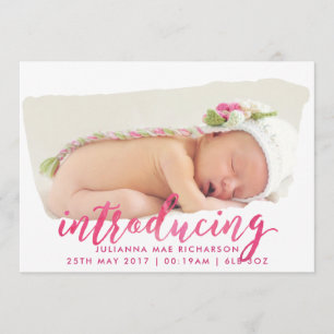 Faire-part de naissance de trait de pinceau d'aqua