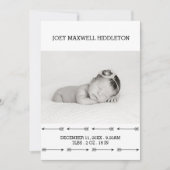 Faire-part de naissance Deux photos Flèches simple (Devant)