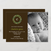 Faire-part de naissance d'hiver de Wreath Monogram (Devant / Derrière)