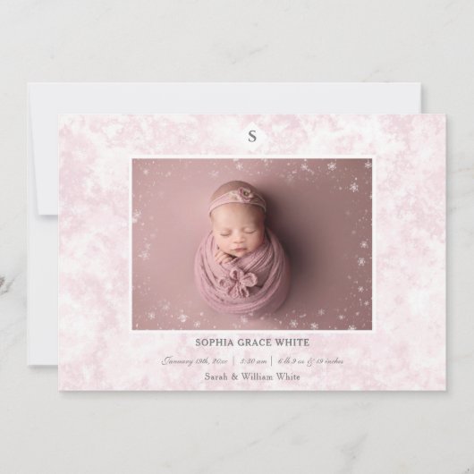 Faire-part de naissance d'hiver fille bébé (Devant)