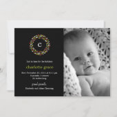 Faire-part de naissance d'hiver Monogramme Wreath (Devant)