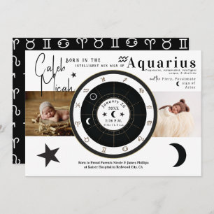 Faire-part de naissance d'horoscope Sun Sign Moon 