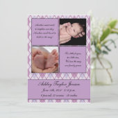 Faire-part de naissance Diamond à damiers (Debout devant)