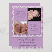 Faire-part de naissance Diamond à damiers (Devant / Derrière)