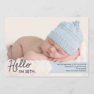Faire-part de naissance d'introduction chic - bleu