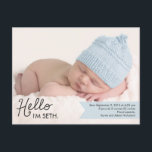 Faire-part de naissance d'introduction chic - Bleu<br><div class="desc">Doux et plein de charme,  ce faire-part de naissance photo moderne est le moyen parfait pour présenter le plus récent membre de votre famille. Personnalisez le côté arrière de la carte postale avec votre adresse de retour pour faciliter l'envoi postal. Couleur personnalisée disponible sur demande.</div>