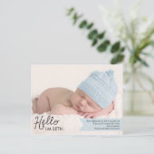 Faire-part de naissance d'introduction chic - Bleu (Debout devant)