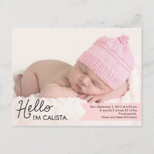 Faire-part de naissance d'introduction chic - rose