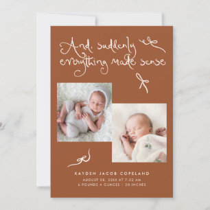 Faire-part de naissance Doodle Cute Bows Terracott